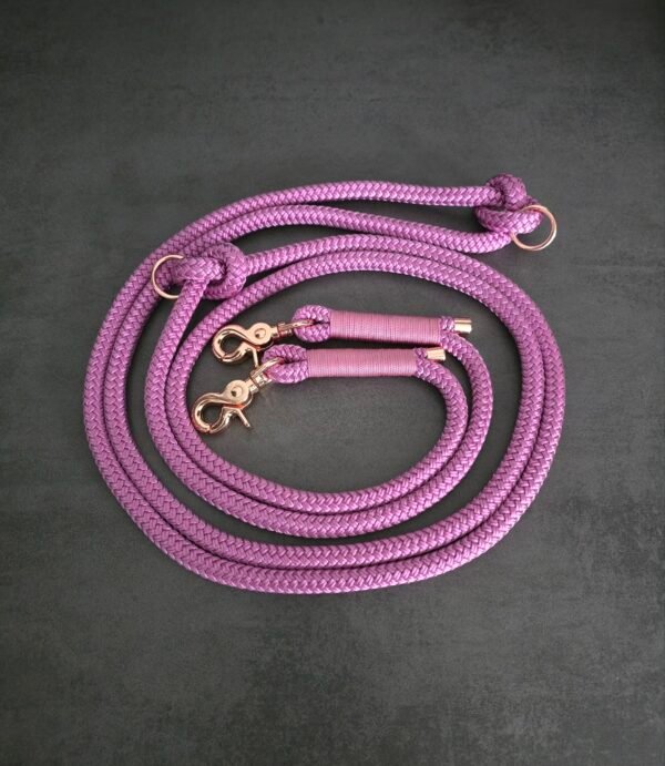 Koord hondenlijn granny roze met gouden hardware