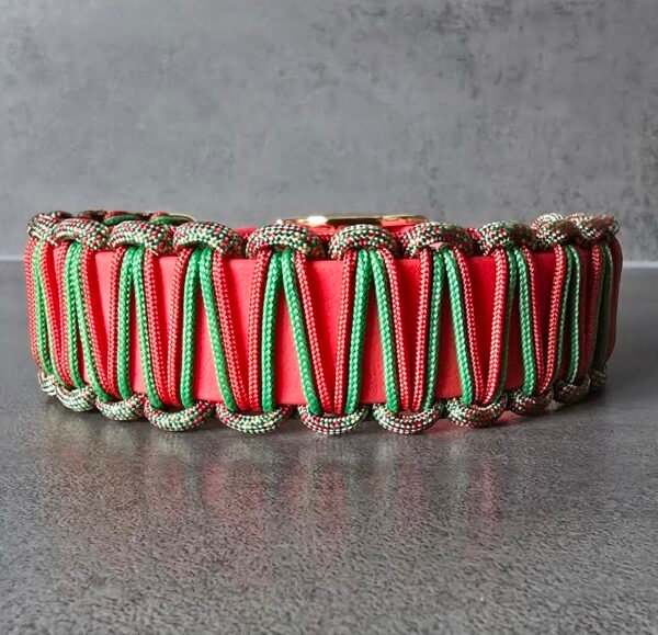 halsband combinatie pvc coated webbing en paracord Kerst