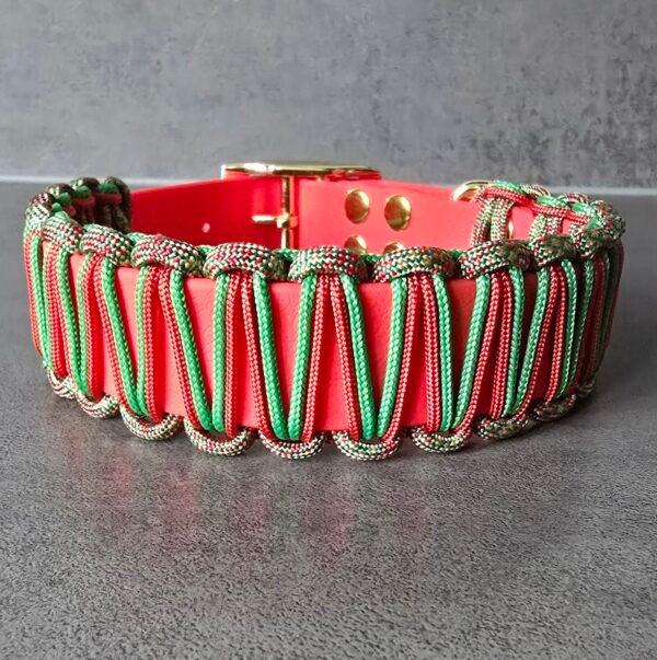 halsband combinatie pvc coated webbing en paracord Kerst