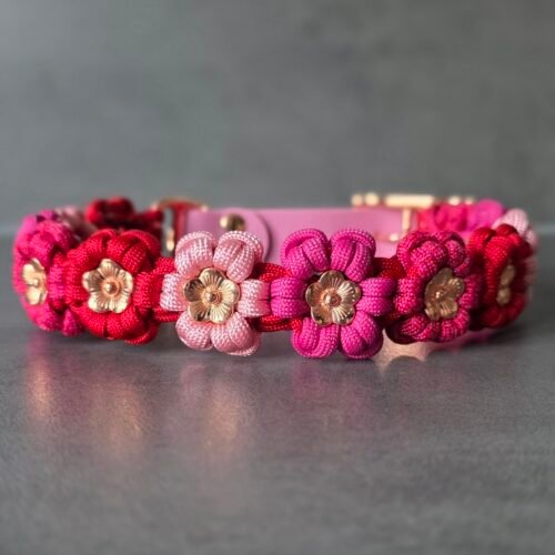 paracord halsband aztec sun bar roze rood