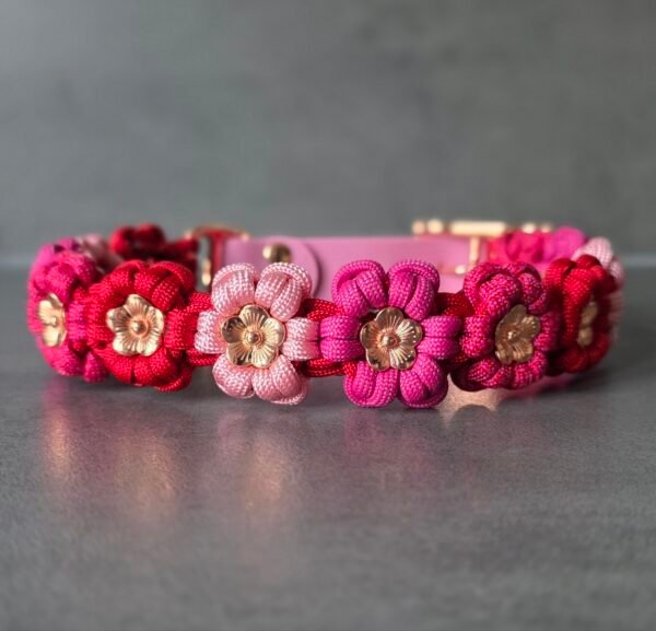 paracord halsband aztec sun bar roze rood