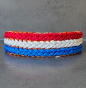 paracord halsband Fan-Tastic 3 Rijen rood-wit-blauw