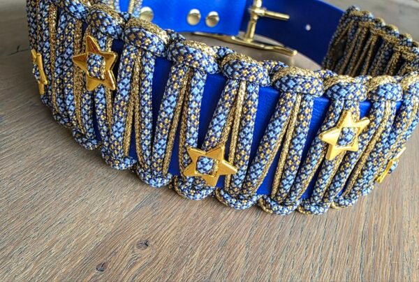 Biothane blauw met goud
